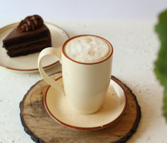 Belgian chocolate truffle slice + Cafe Latte