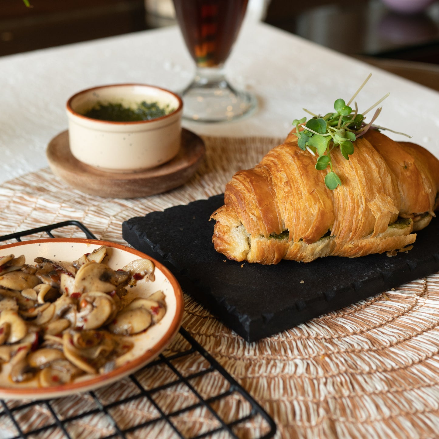 Mushroom Pesto Croissant Sandwich